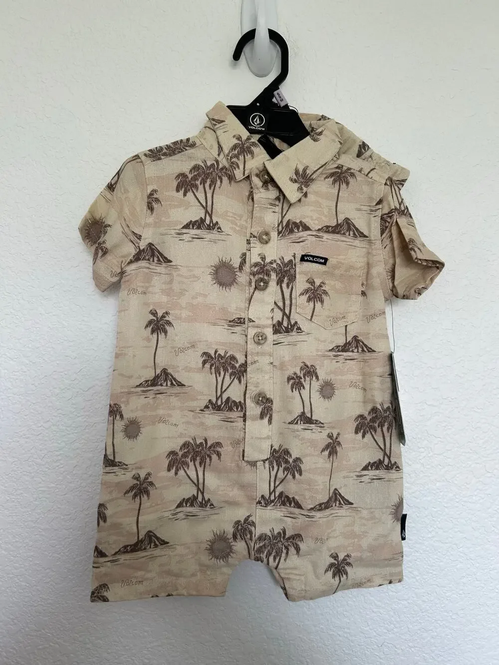 Volcom Tropical Vacation Romper and Bucket Hat Set - 6/9M